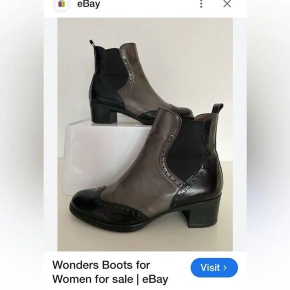 REDUCED!! Wonders black/burgundy leather ankle boots! Made in Spain 🇪🇸 6.5/7 - Picture 15 of 16